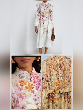 NWT Miss Rosier Floral Long Sleeve Midi To Maxi Belted Dress size Large